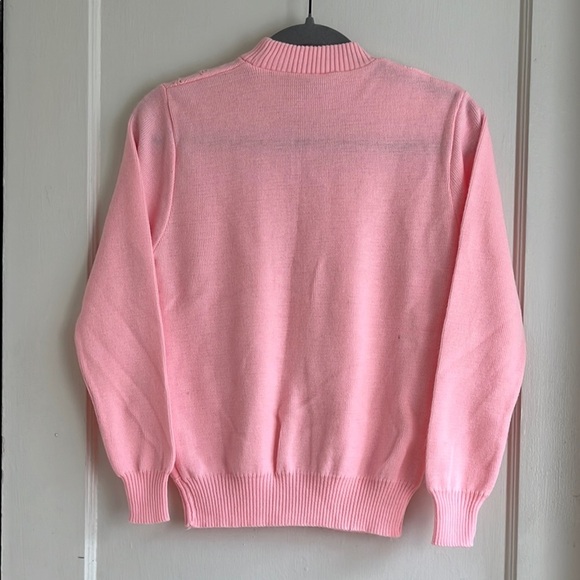 Vintage 80s Knit Mockneck Made in Ireland Bright Pink Women's Sweater Acrylic - Picture 3 of 15